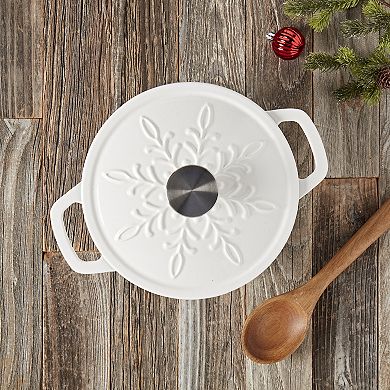 Smith & Clark 3-qt. Enamel Cast-Iron Dutch Oven with Embossed Snowflake Lid