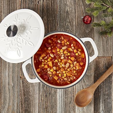 Smith & Clark 3-qt. Enamel Cast-Iron Dutch Oven with Embossed Snowflake Lid