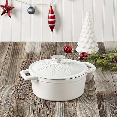 Smith & Clark 3-qt. Enamel Cast-Iron Dutch Oven with Embossed Snowflake Lid