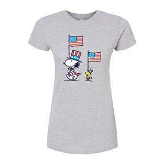 Juniors' Peanuts Flag March Fitted Tee