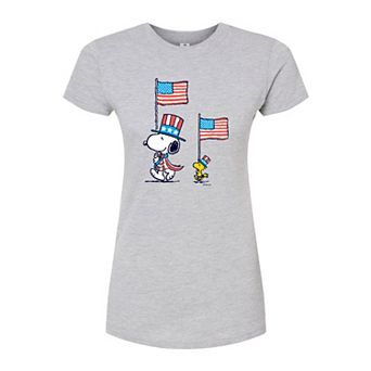 Juniors' Peanuts Flag March Fitted Tee