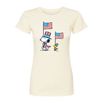 Juniors' Peanuts Flag March Fitted Tee