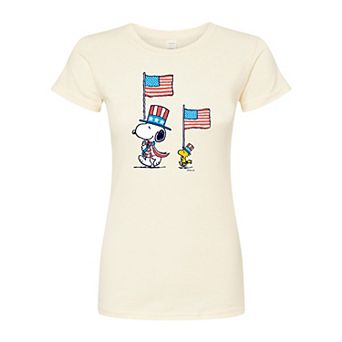 Juniors' Peanuts Flag March Fitted Tee