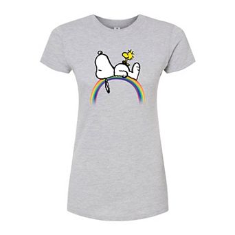 Juniors' Peanuts Snoopy Rainbow Fitted Tee