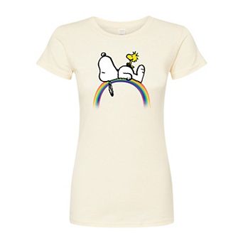 Juniors' Peanuts Snoopy Rainbow Fitted Tee