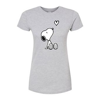 Juniors' Peanuts Snoopy Heart Fitted Tee