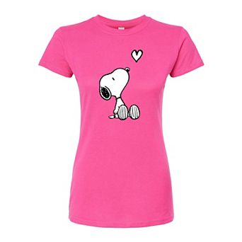 Juniors' Peanuts Snoopy Heart Fitted Tee