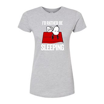 Juniors' Peanuts Snoopy Be Sleeping Fitted Tee