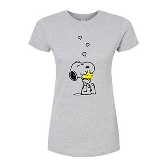 Juniors' Peanuts Hugs And Love Fitted Tee