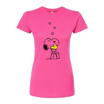 Juniors' Peanuts Hugs And Love Fitted Tee