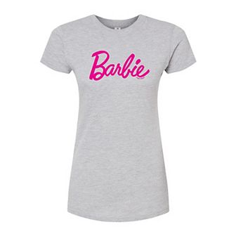 Juniors' Barbie Classic Logo Fitted Tee
