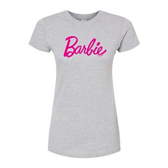 Juniors' Barbie Classic Logo Fitted Tee