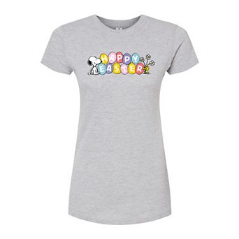 Juniors' Peanuts Happy Easter Eggs Fitted Tee