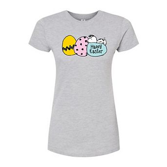 Juniors' Peanuts Happy Easter Snoopy Fitted Tee
