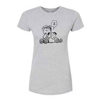 Juniors' Peanuts Linus Snoopy Snooze Fitted Tee