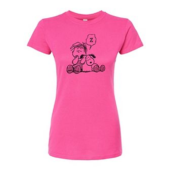 Juniors' Peanuts Linus Snoopy Snooze Fitted Tee