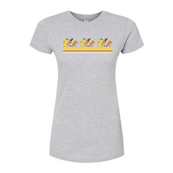 Juniors' Pokemon Pikachu Eevee Retro Fitted Tee