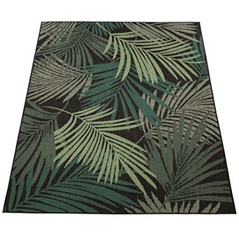 In- & Outdoor Rug Jungle Design with Green Palm Trees