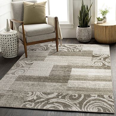 Classic Living Room Rug with Patchwork Design Modern Checkered Pattern