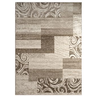 Classic Living Room Rug with Patchwork Design Modern Checkered Pattern