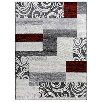 Classic Living Room Rug with Patchwork Design Modern Checkered Pattern