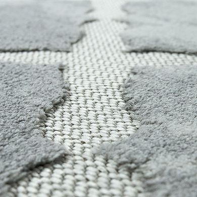 In- & Outdoor Rug Moroccan Style with Diamond Pattern in Light-Grey