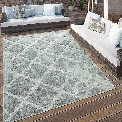 In- & Outdoor Rug Moroccan Style with Diamond Pattern in Light-Grey