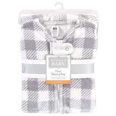 Hudson Baby Infant Plush Sleeping Bag, Sack, Blanket, Gray Plaid