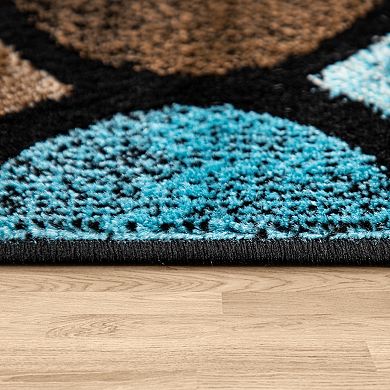 Colorful Area Rug Modern Moroccan Pattern with Blue Accents