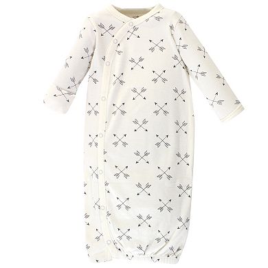 Touched by Nature Baby Organic Cotton Side-Closure Snap Long-Sleeve Gowns 3pk, Fox