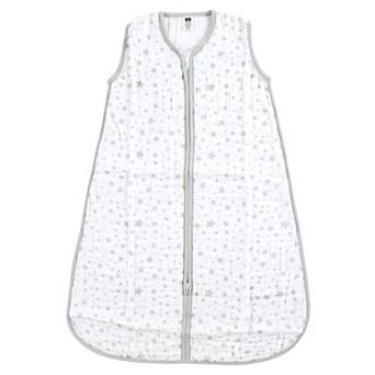 Hudson Baby Infant Muslin Cotton Sleeveless Wearable Sleeping Bag, Sack, Blanket, Gray Stars