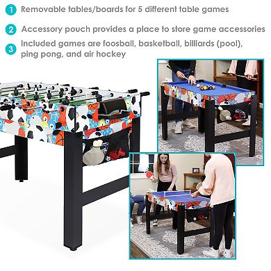 Sunnydaze Sport Collage 5-in-1 Multi-Game Table - Multi-Color