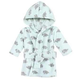 Hudson Baby Unisex Baby Plush Animal Face Bathrobe, Triceratops, 0-9 Months