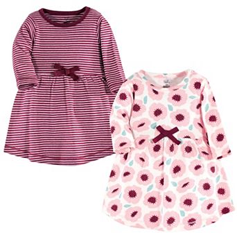 Touched by Nature Baby and Toddler Girl Organic Cotton Long-Sleeve Dresses 2 pk Blush Blossom