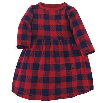 Hudson Baby Infant and Toddler Girl Cotton Long-Sleeve Dresses 2pk, Forest Deer
