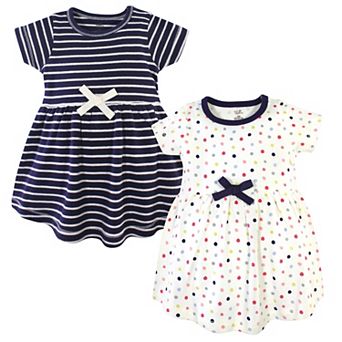 Touched by Nature Baby and Toddler Girl Organic Cotton Short-Sleeve Dresses 2 pk Colorful Dot