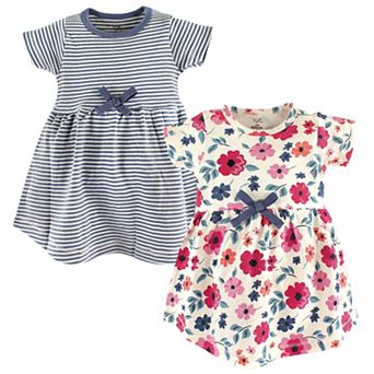 Touched by Nature Baby and Toddler Girl Organic Cotton Short-Sleeve Dresses 2 pk Garden Floral
