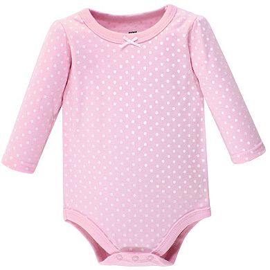 Hudson Baby Infant Girl Cotton Long-Sleeve Bodysuits 5pk, Basic Bow