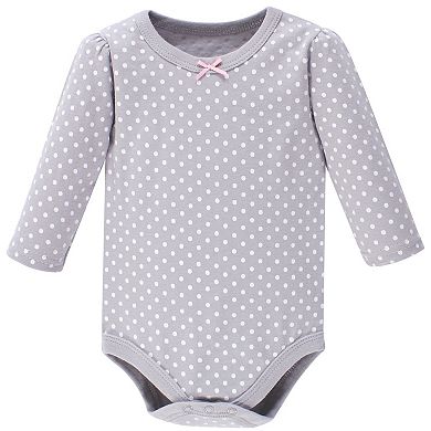 Hudson Baby Infant Girl Cotton Long-Sleeve Bodysuits 5pk, Basic Bow
