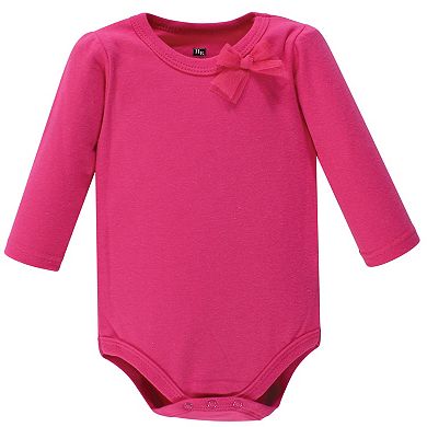 Hudson Baby Infant Girl Cotton Long-Sleeve Bodysuits 5pk, Basic Bow