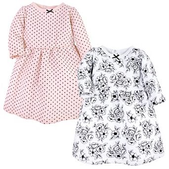 Hudson Baby Infant and Toddler Girl Cotton Dresses, Black Toile Pink