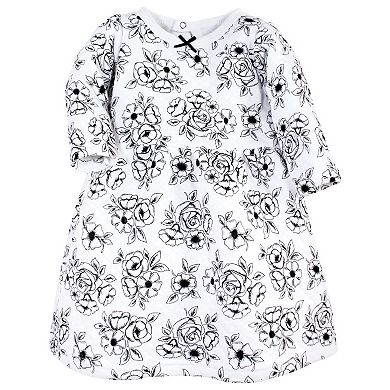 Hudson Baby Infant and Toddler Girl Cotton Dresses, Black Toile Pink