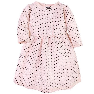 Hudson Baby Infant and Toddler Girl Cotton Dresses, Black Toile Pink