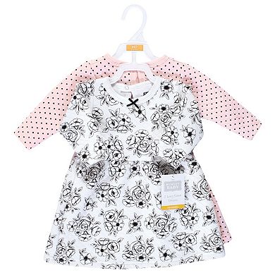 Hudson Baby Infant and Toddler Girl Cotton Dresses, Black Toile Pink