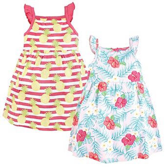 Hudson Baby Infant and Toddler Girl Cotton Dress - Tropical Floral - 3-6 Months