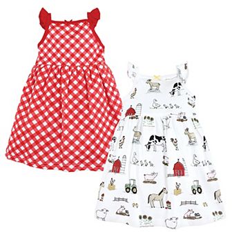 Hudson Baby Infant and Toddler Girl Cotton Dresses, Farm, 12-18 Months