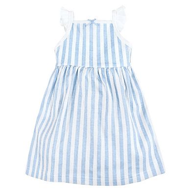 Hudson Baby Infant and Toddler Girl Cotton Dresses, Blue Daisy