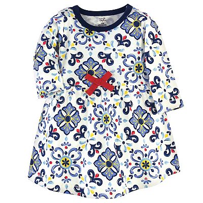 Touched by Nature Toddler Organic Cotton Dresses, Pottery Tile Long Sleeve 2-Pack