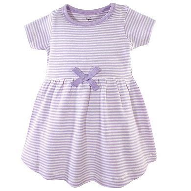 Touched by Nature Baby and Toddler Girl Organic Cotton Short-Sleeve Dresses 2pk, Purple Garden