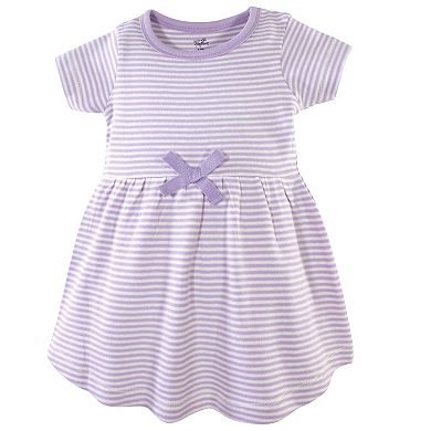 Touched by Nature Baby and Toddler Girl Organic Cotton Short-Sleeve Dresses 2pk, Purple Garden